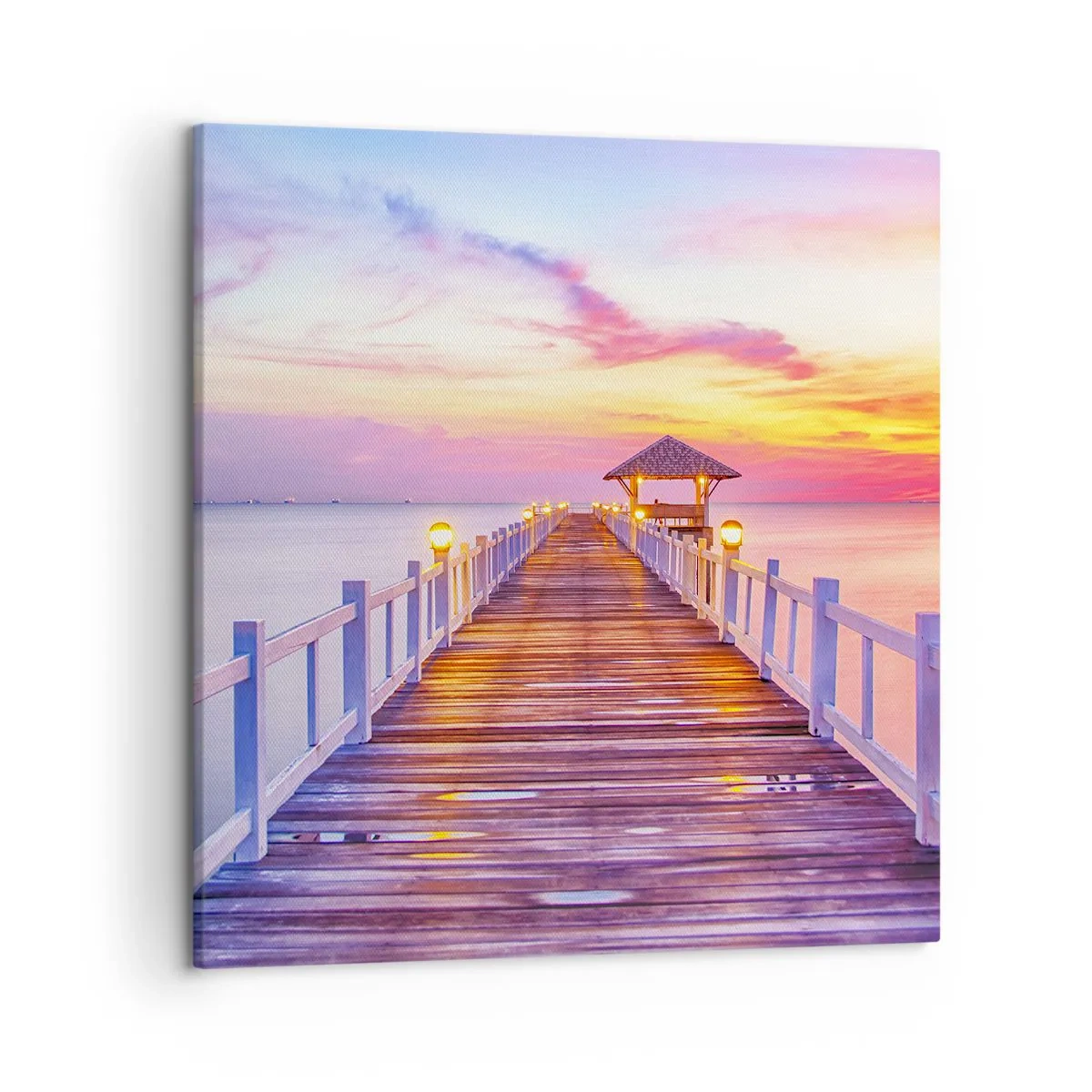 Lærredstryk - Billede på lærred - Lilagylden stilhed om aftenen - 50x50 cm