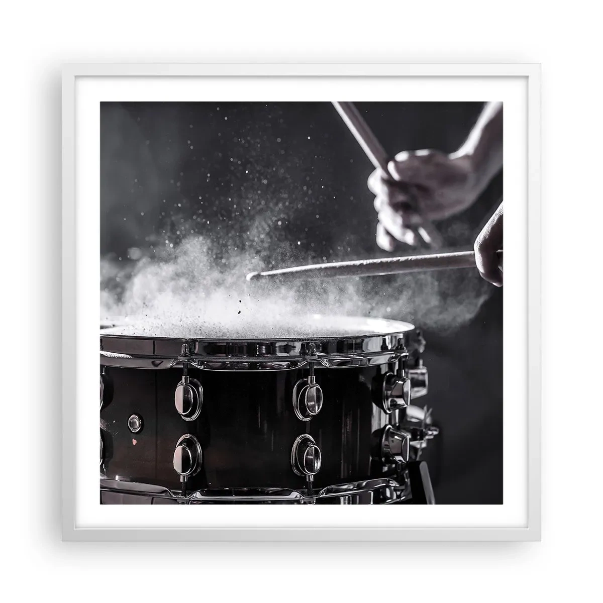 Plakat i hvid ramme - Musikkens puls - 60x60 cm