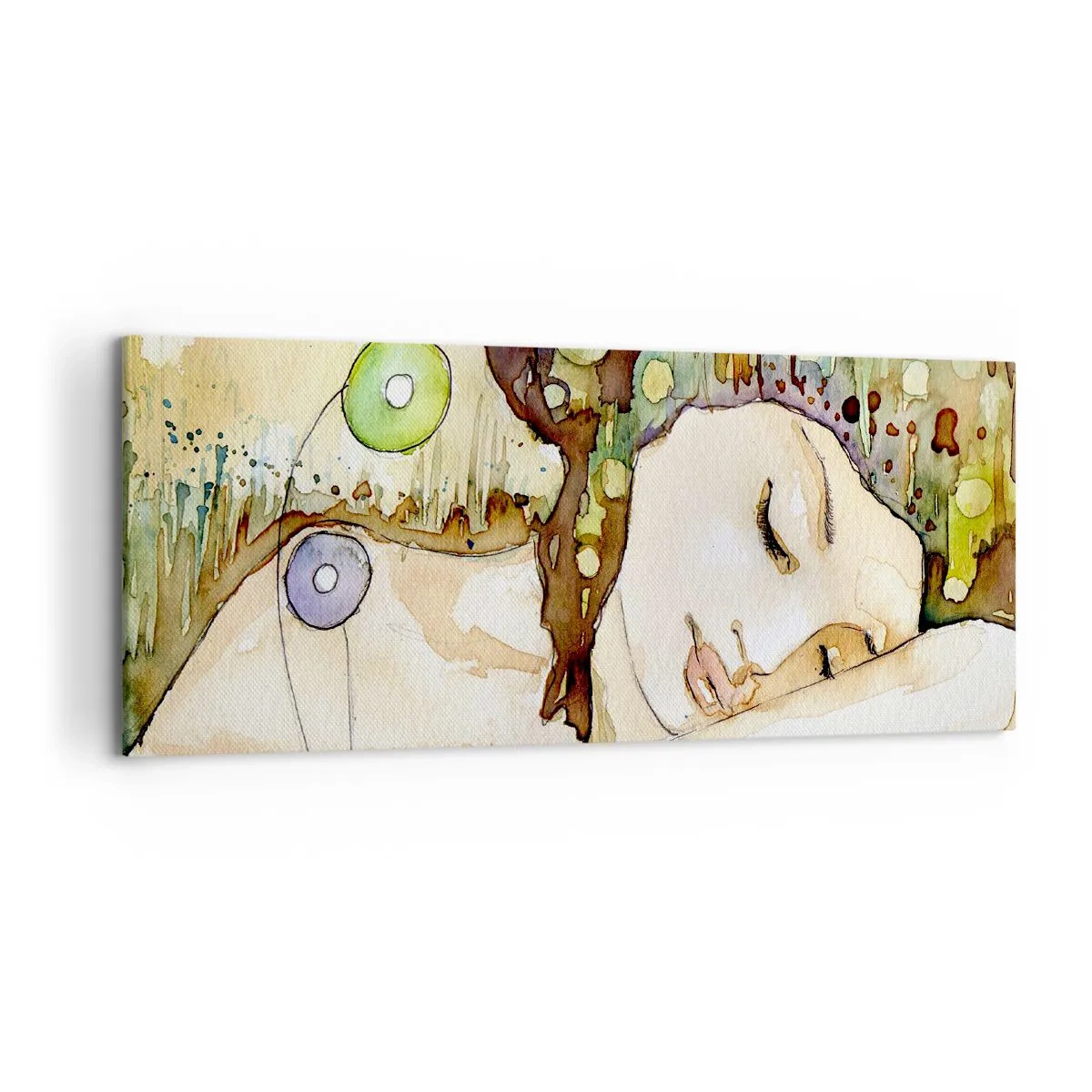 Lærredstryk - Billede på lærred - Smaragd-violet drøm - 120x50 cm