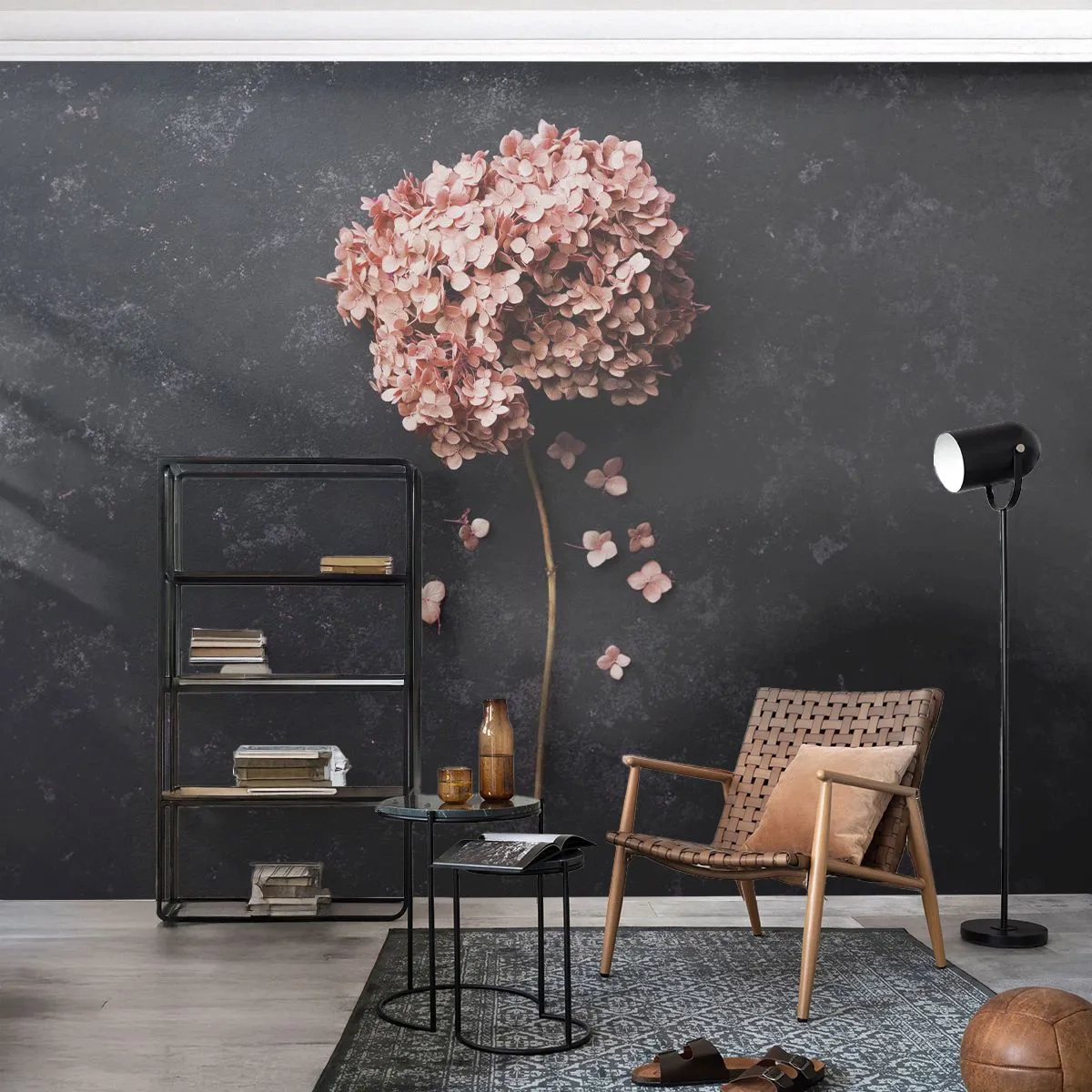 Fototapet Premium Canvas - Et virkelig romantisk tegn - Blomst, Hortensia, Natur - 350x256 cm