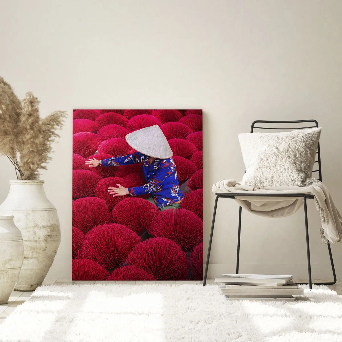 Billede på glas - I en rismark - 80x120 cm