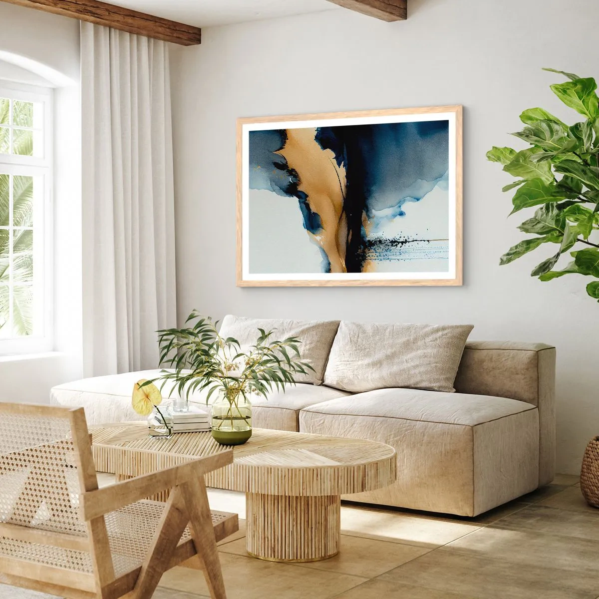 Plakat i ramme af lyst egetræ - Bag sløret - 91x61 cm