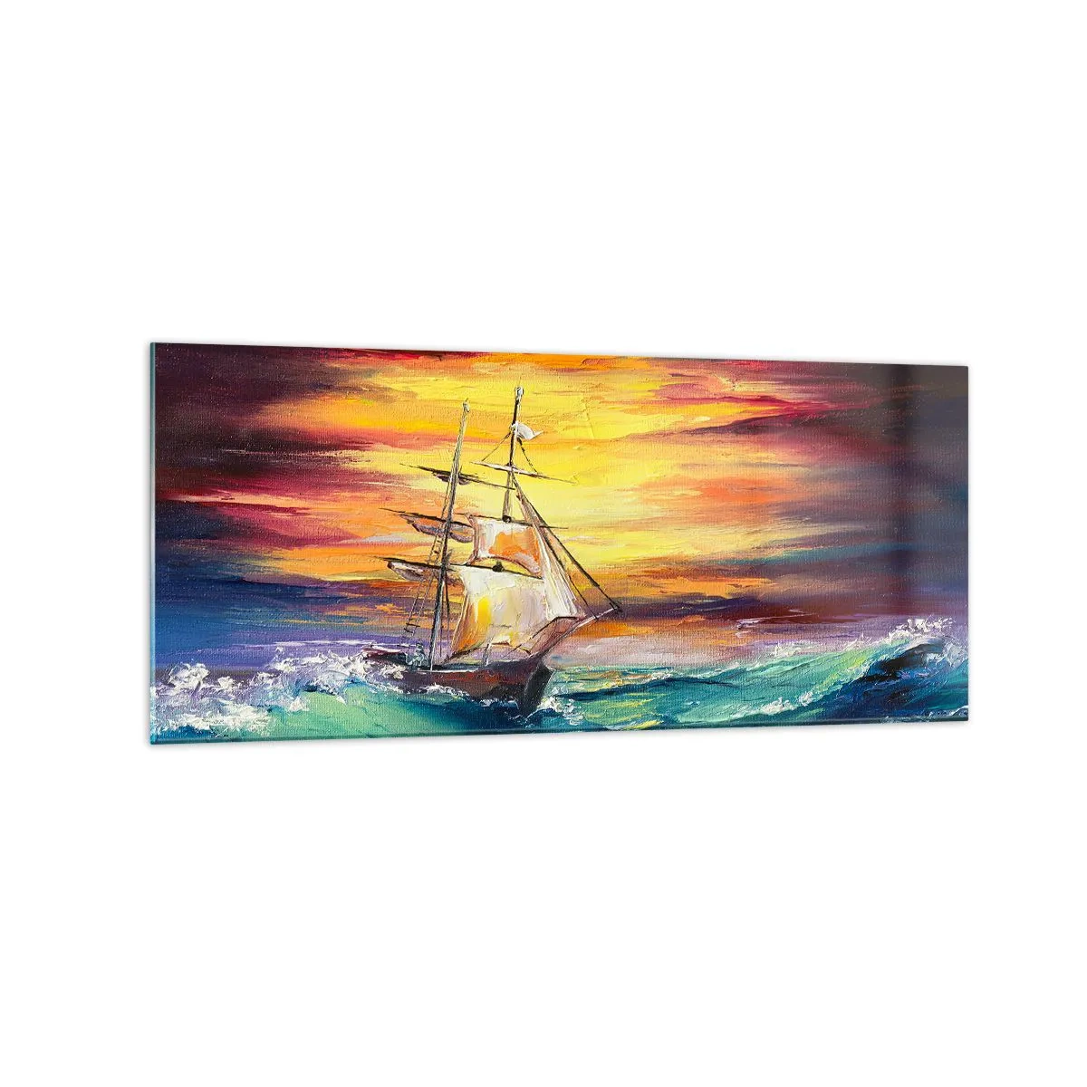 Billede på glas - At trodse bølgerne - 120x50 cm