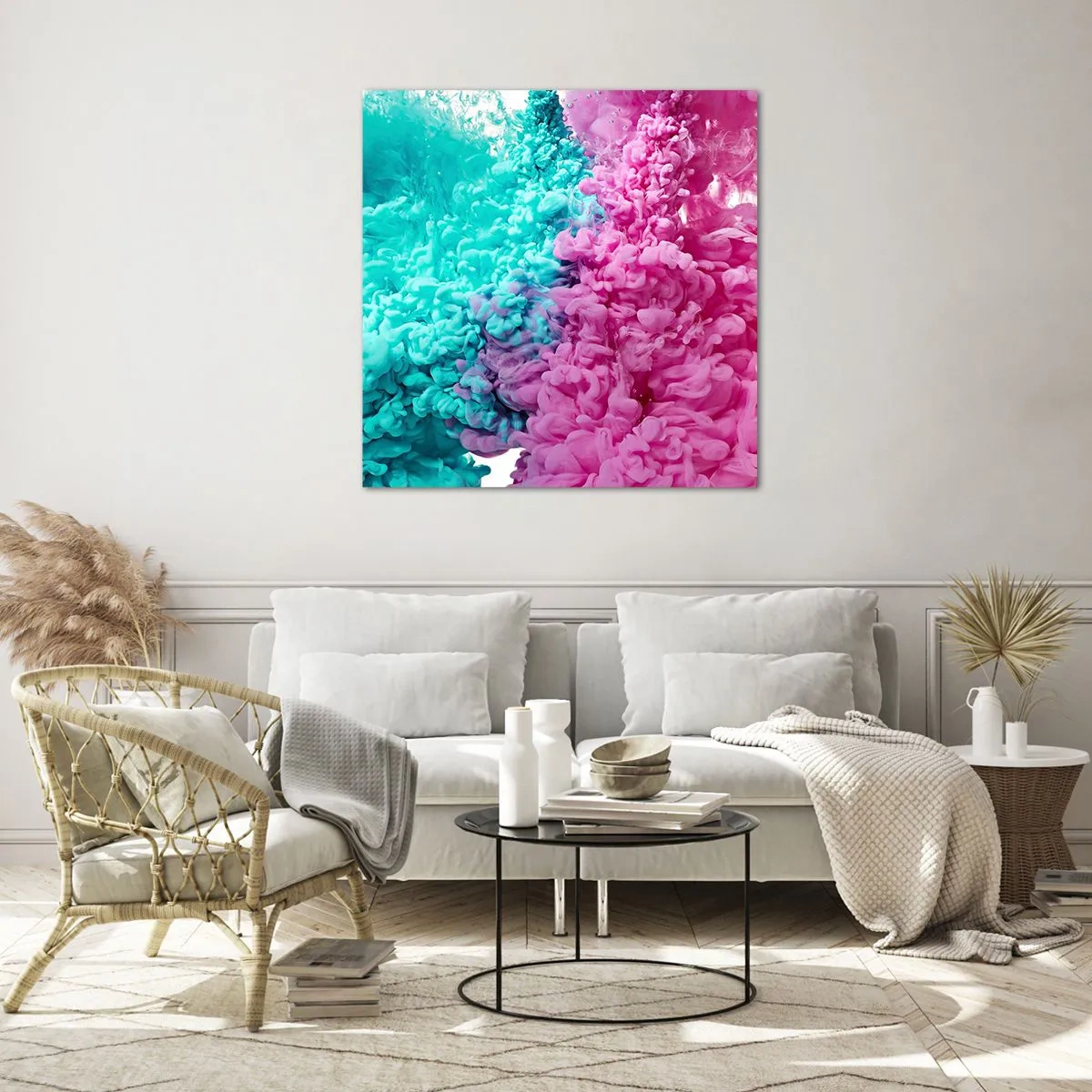 Billede på glas - Et afgørende sammenstød - 40x40 cm