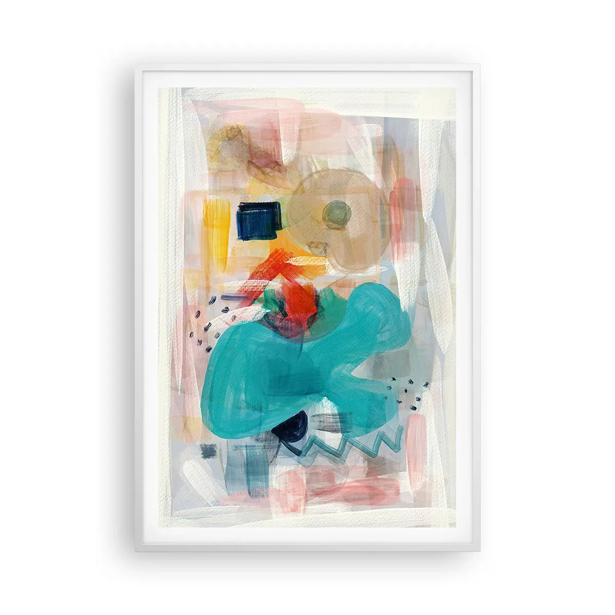 Plakat i hvid ramme - Et farverigt spil - 70x100 cm