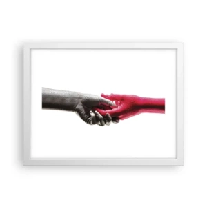 Plakat i hvid ramme - Sammen, om end forskellige - 40x30 cm