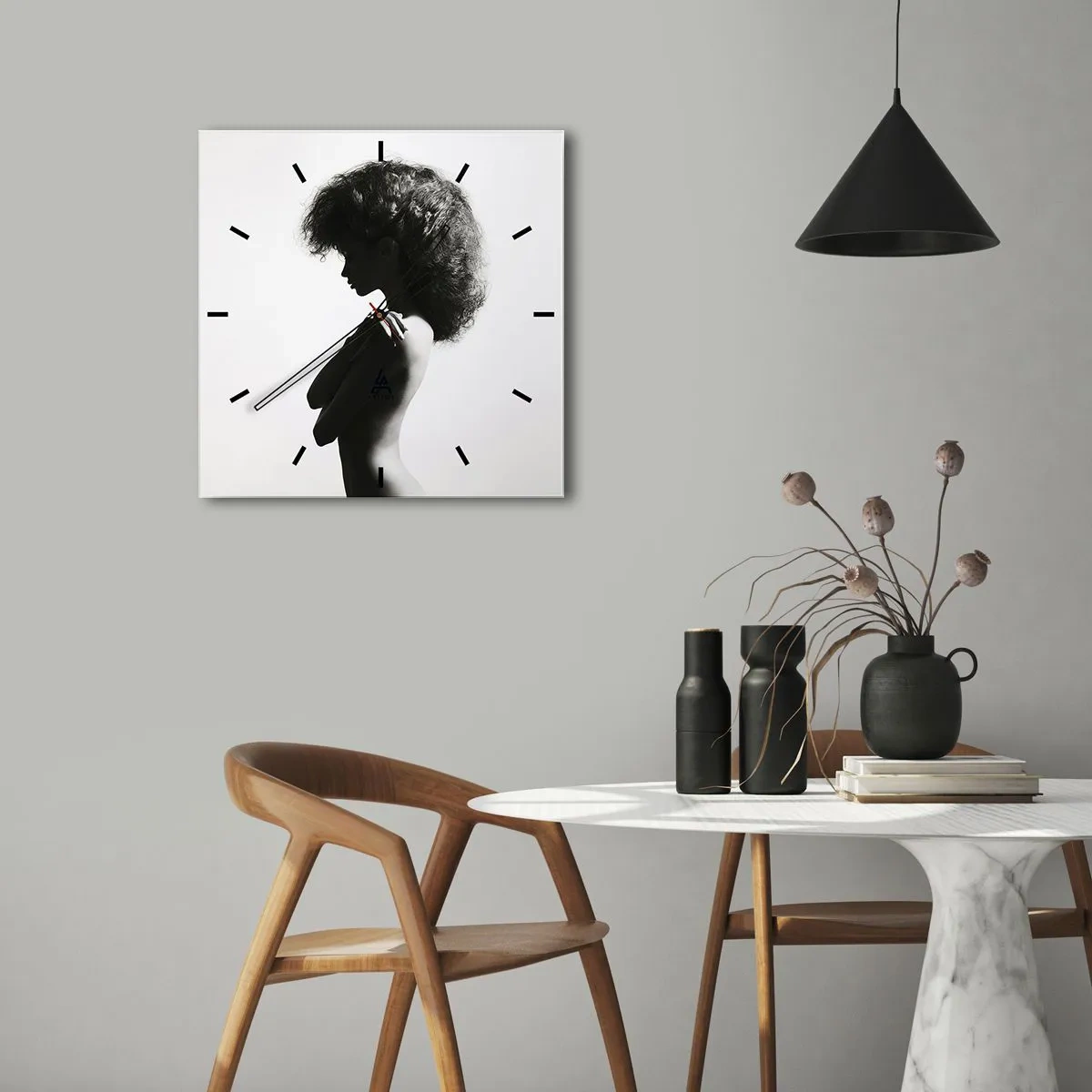 Vægur, Uret - Som en blomst på en slank stilk - 30x30 cm