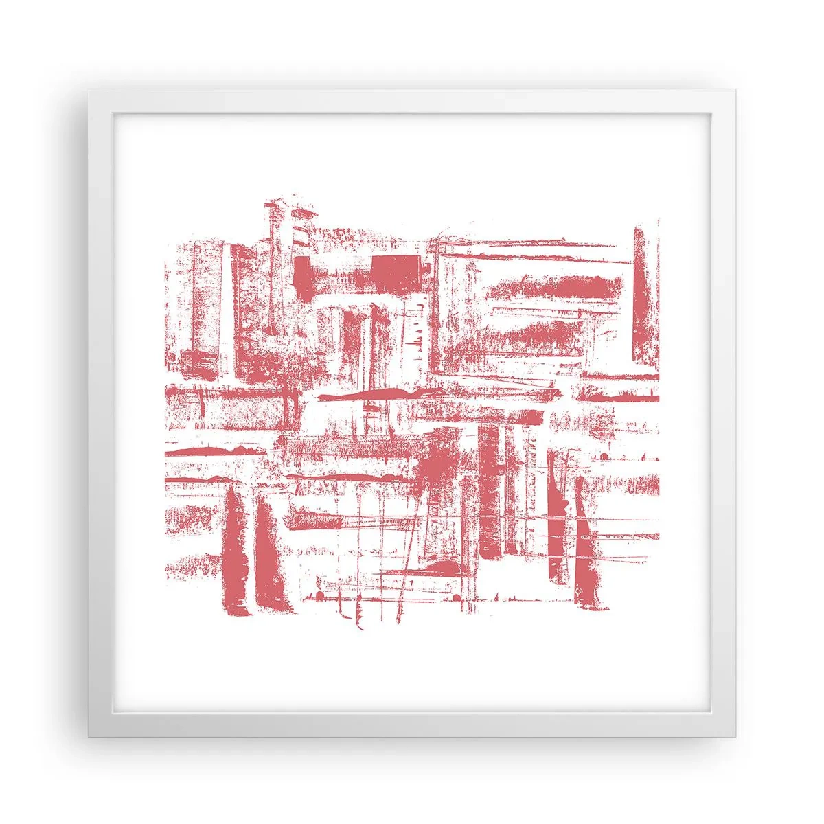 Plakat i hvid ramme - Rød by - 40x40 cm