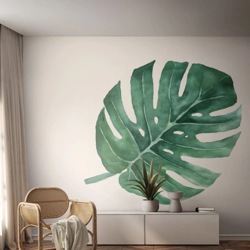 Fototapet på mål Premium Canvas - Grønt koncept - Monstera, Blad, Boho