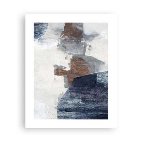 Plakat - Blåbrune former - 40x50 cm