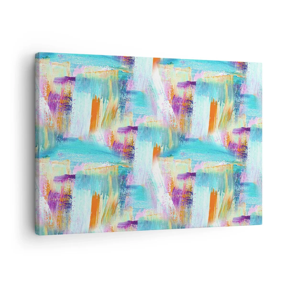 Lærredstryk - Billede på lærred - Farverig abstraktion med dynamiske penselstrøg - 70x50cm - Munter mazel topper - Moderne vægdekoration til stue og soveværelse ARTTOR