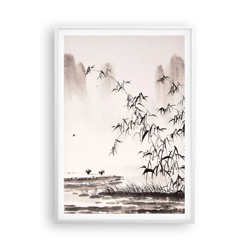 Plakat i hvid ramme - Stilhed i rismarkerne - 70x100 cm