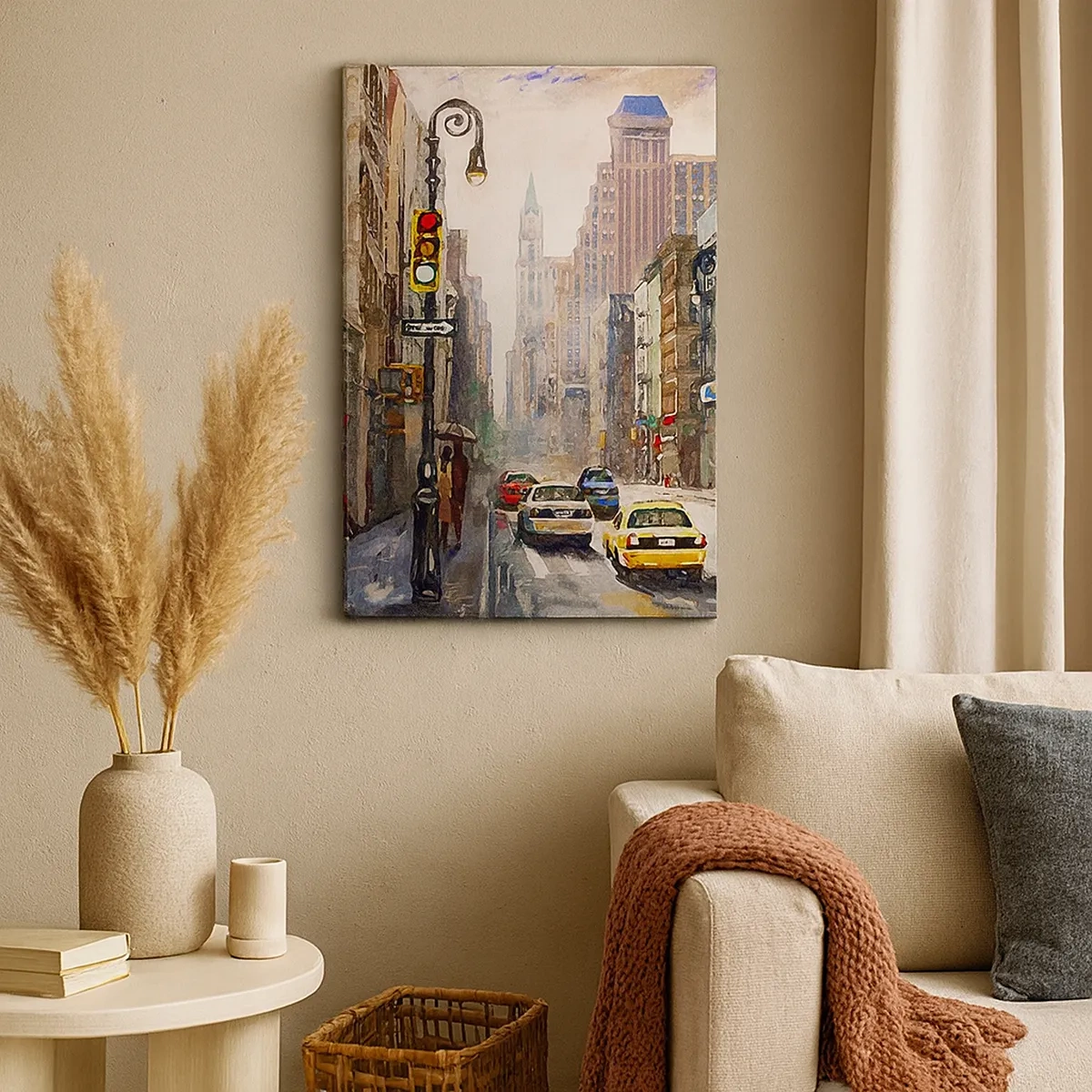 Lærredstryk - Billede på lærred - New York - også farverig i regnvejr - 50x70 cm