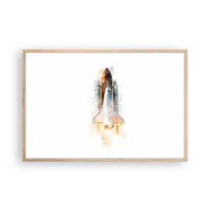 Plakat i ramme af lyst egetræ - Opdagelsesrejsende i starten - 91x61 cm
