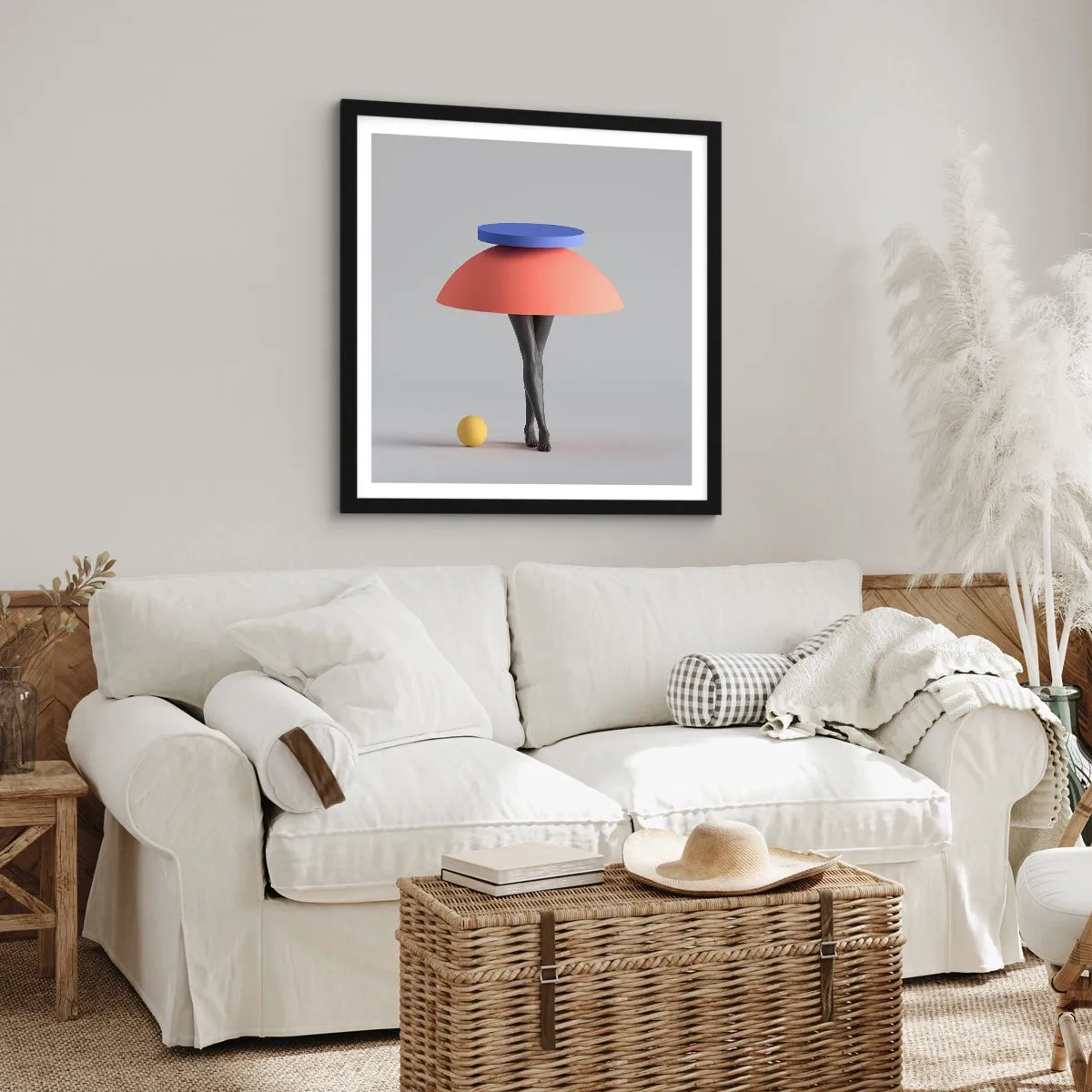 Plakat i sort ramme - Surrealistisk komposition - 50x50 cm