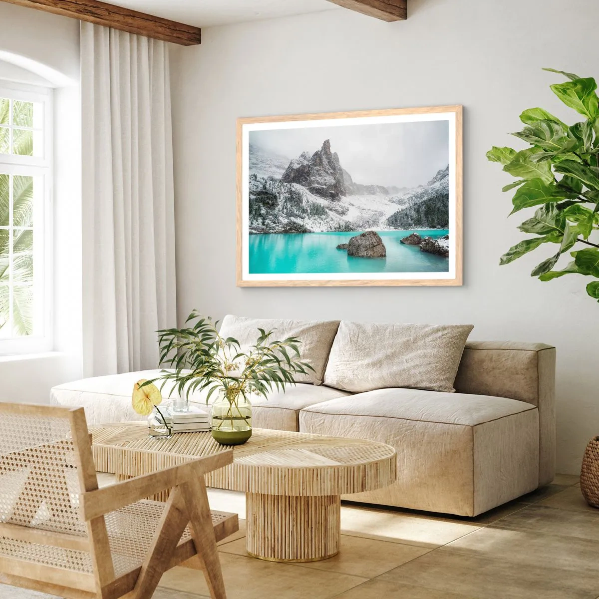 Plakat i ramme af lyst egetræ - På vagt - 100x70 cm