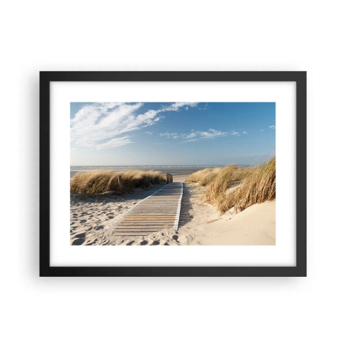 Plakat i sort ramme - Bag klitten, i græssets summen - 40x30 cm