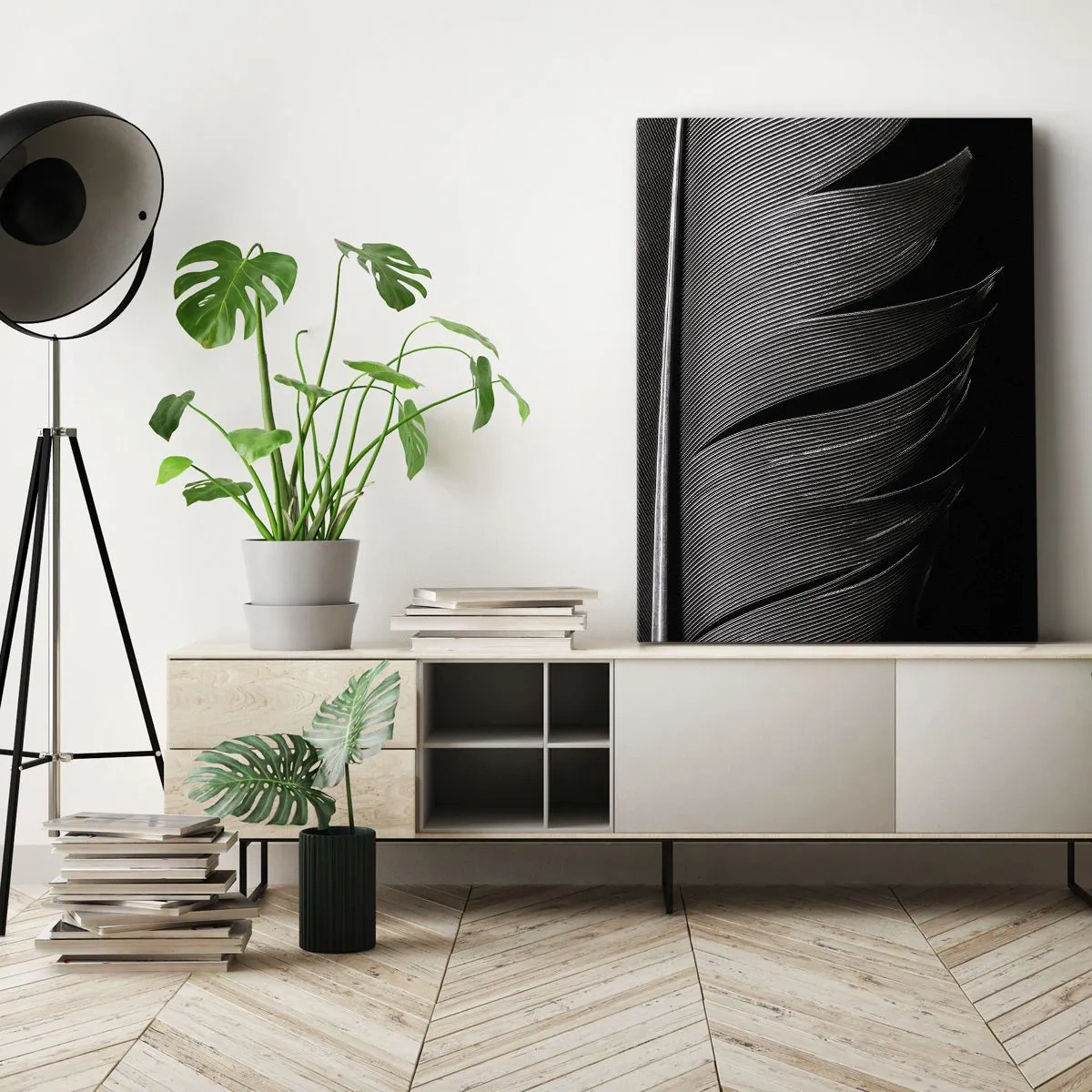 Lærredstryk - Billede på lærred - Fjer - en vidunderlig konstruktion - 80x120 cm