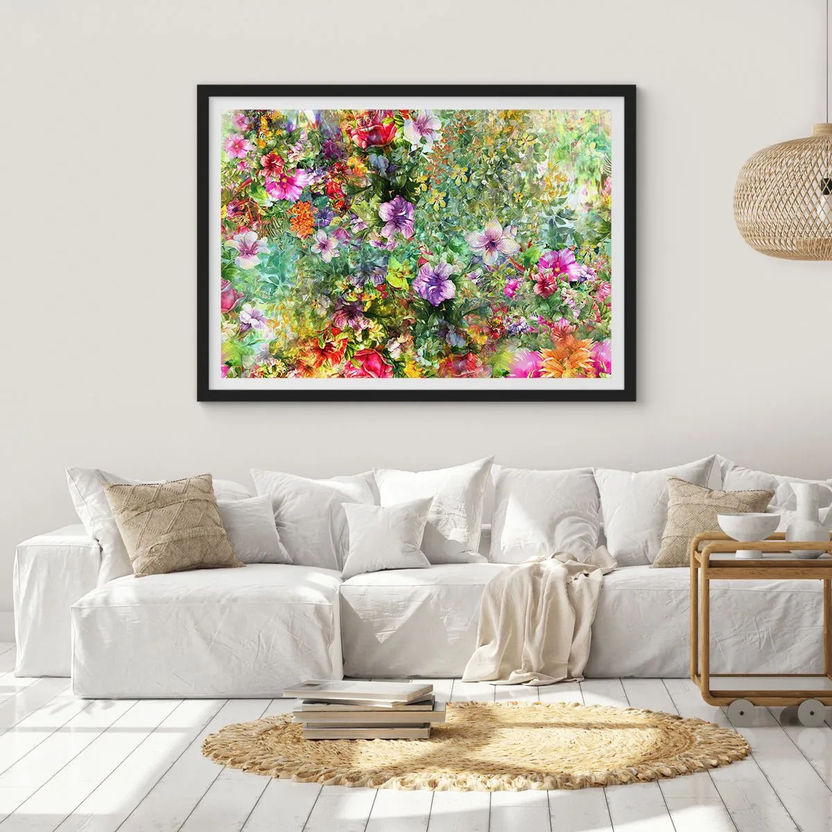 Plakat i sort ramme - Ind i blomsterne ved fortabelse - 50x40 cm