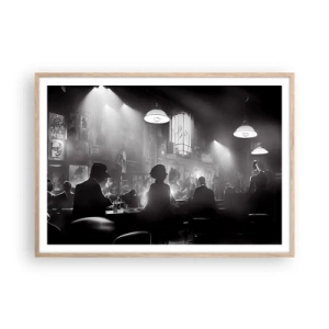 Plakat i ramme af lyst egetræ - I en jazzet stemning - 100x70 cm