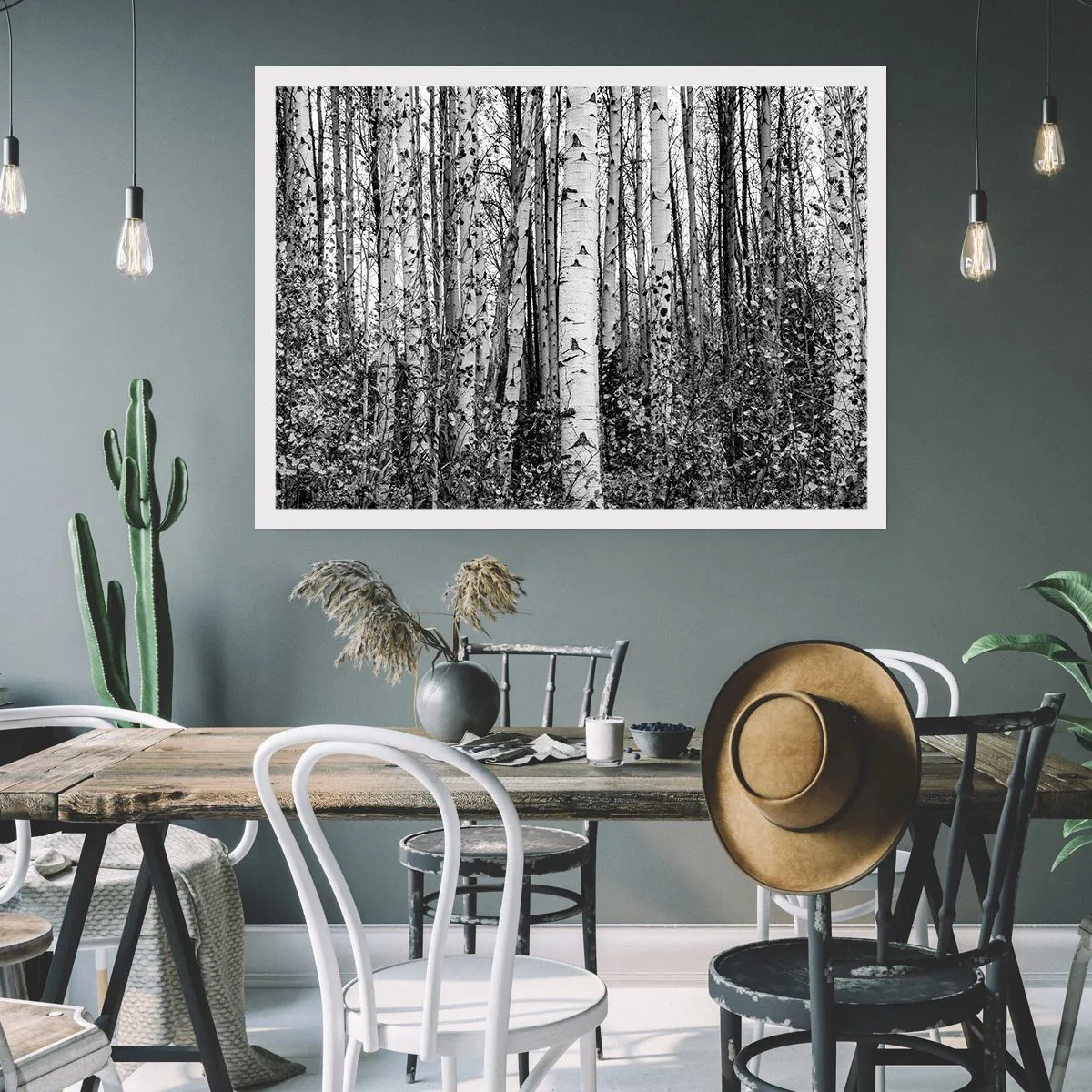 Plakat - Kolonnade af birk - 70x50 cm