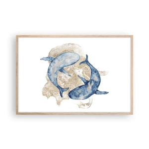 Plakat i ramme af lyst egetræ - Venskab eller kærlighed? - 91x61 cm