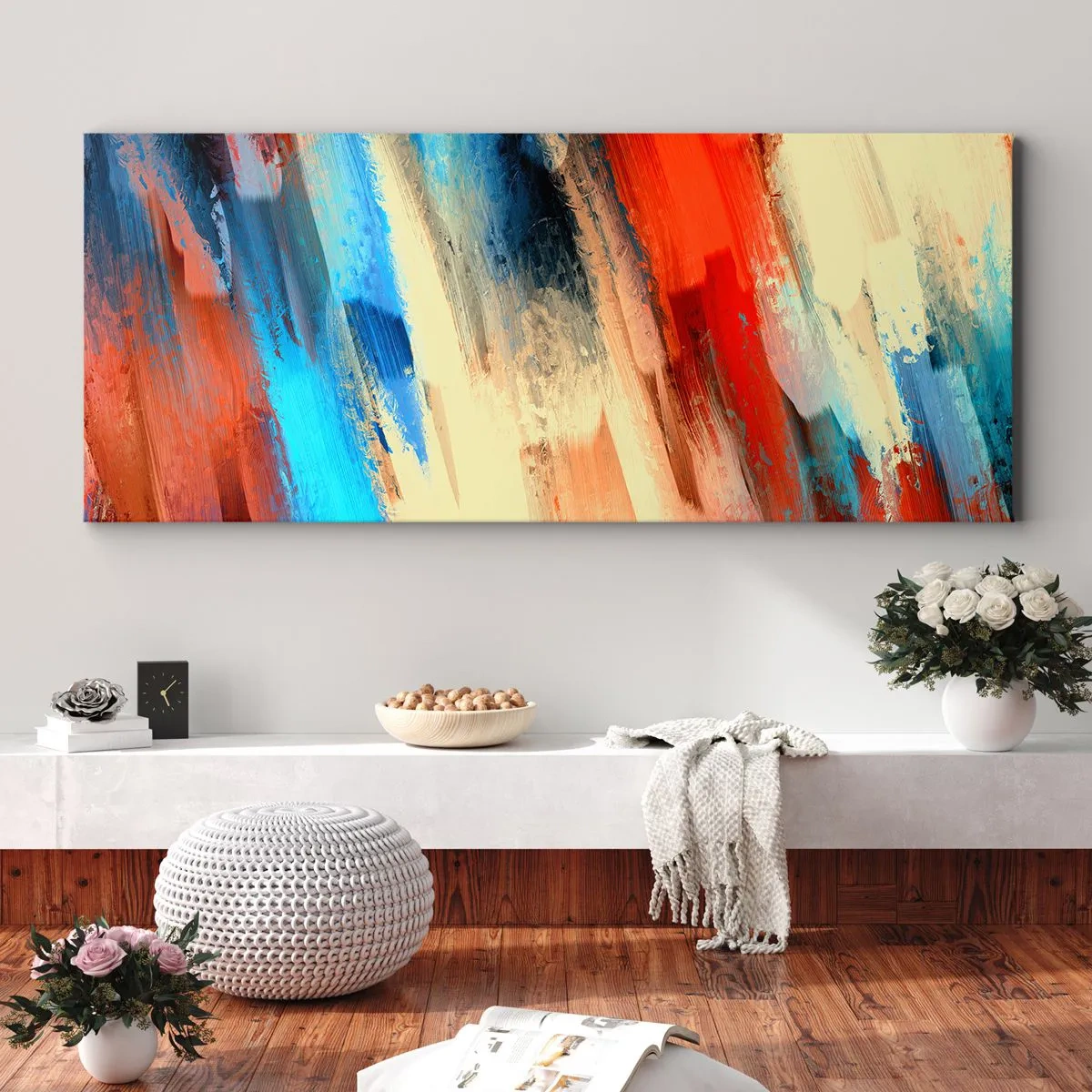 Lærredstryk - Billede på lærred - En kaskade af farver - 120x50 cm