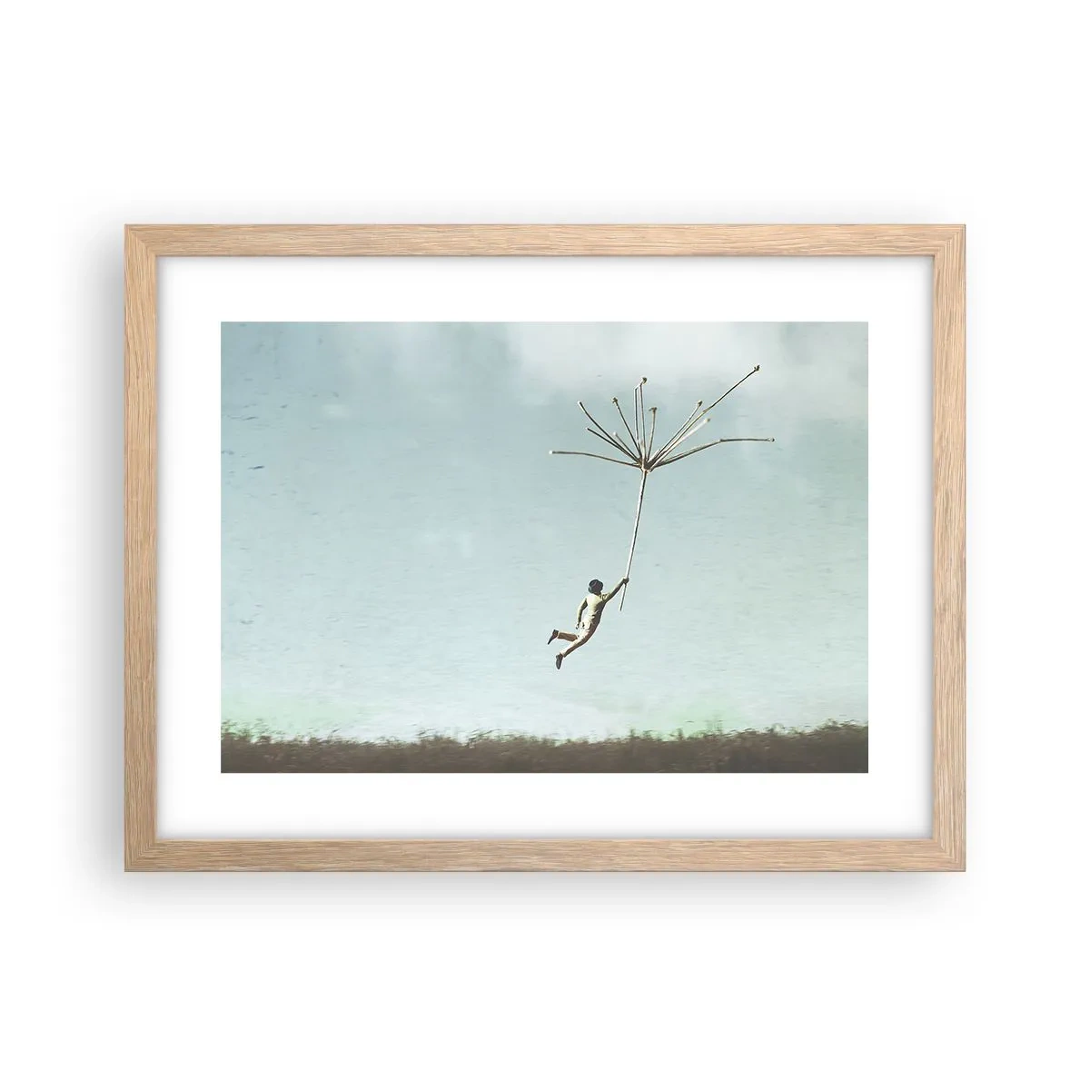 Plakat i ramme af lyst egetræ - Drager, blæsere, vind - 40x30 cm