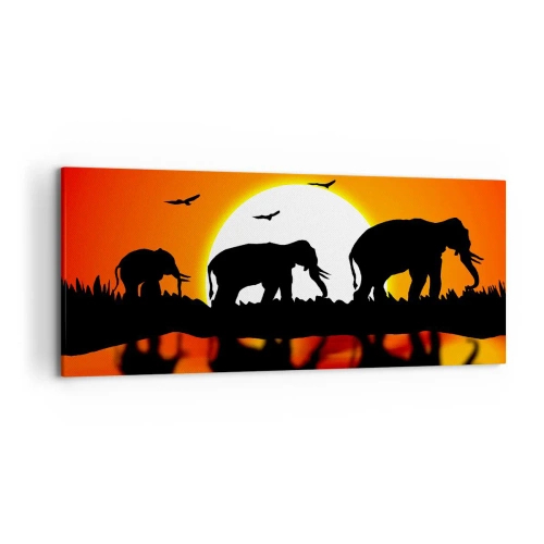 Lærredstryk - Billede på lærred - Og om aftenen til en lille drink - 120x50 cm