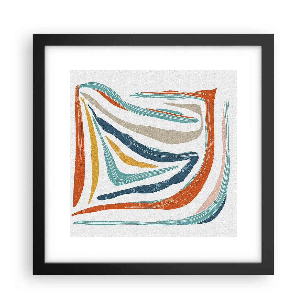 Plakat i sort ramme - Venligt smilende abstraktion - 30x30 cm
