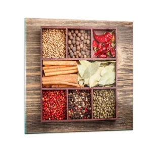 Billede på glas - Orden af former, duftbuket af aromaer - 60x60 cm