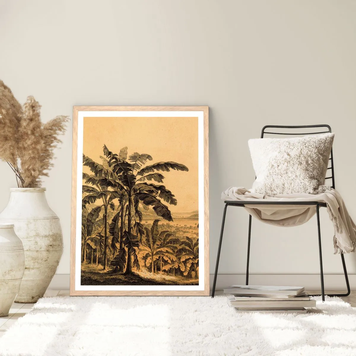 Plakat i ramme af lyst egetræ - I en kolonial atmosfære - 50x70 cm