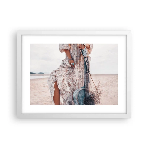 Plakat i hvid ramme - Børn blomster på vej - 40x30 cm