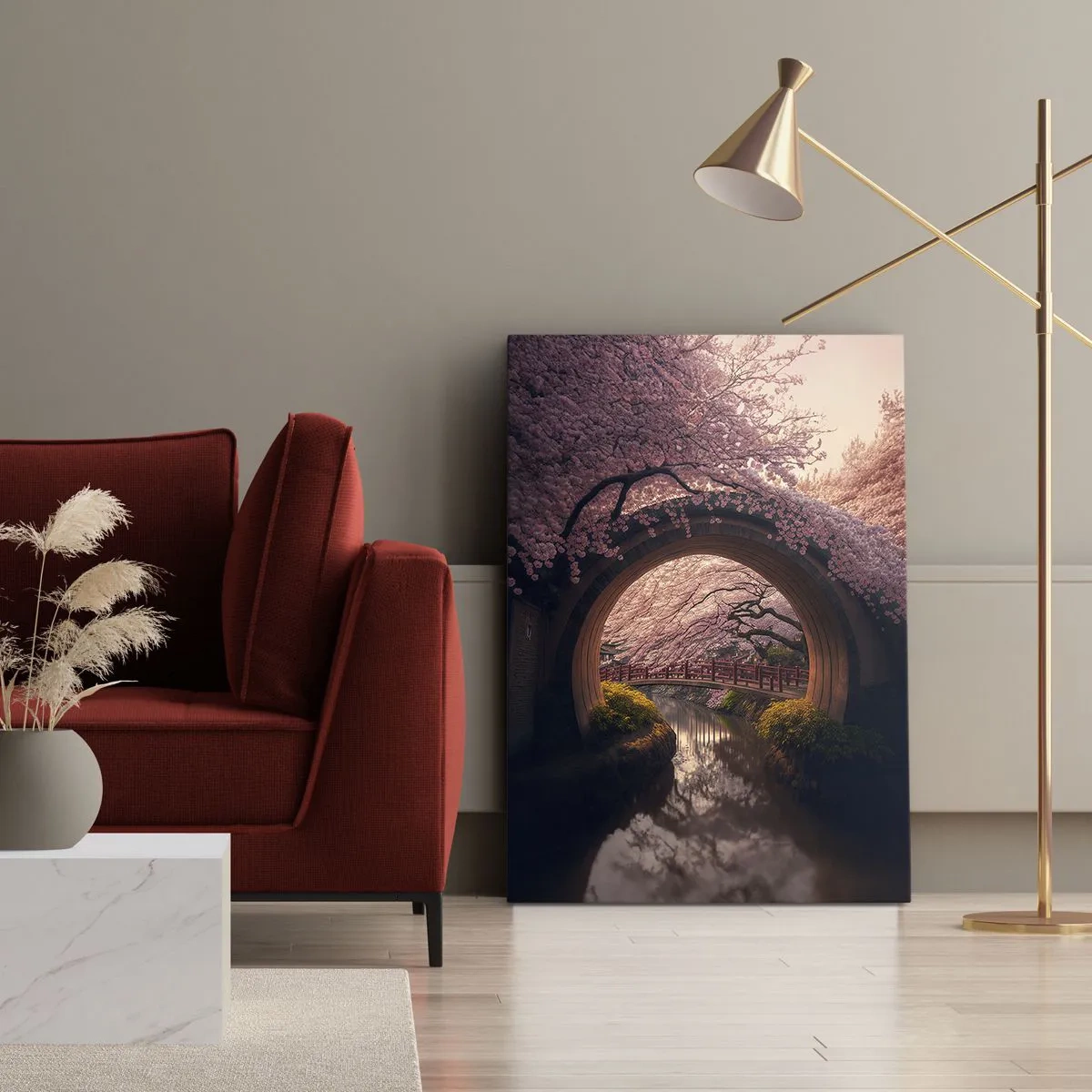 Lærredstryk - Billede på lærred - Japansk forår - 70x100 cm