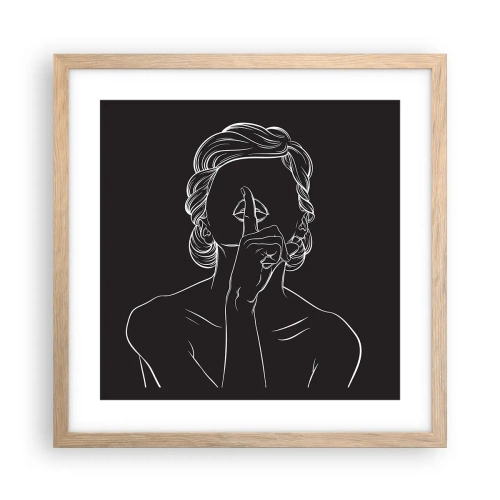 Plakat i ramme af lyst egetræ - Skønhed blomstrer i stilhed - 40x40 cm