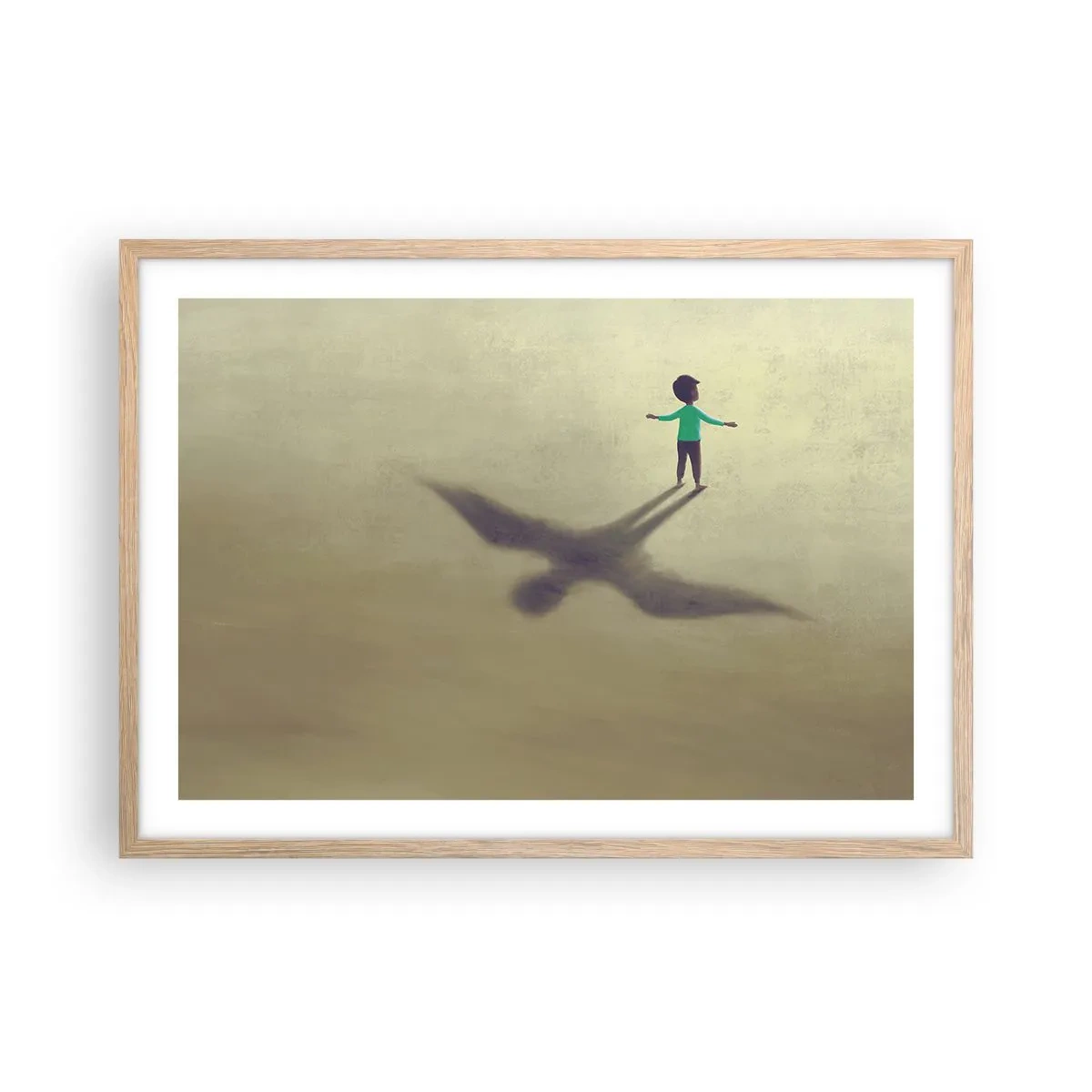 Plakat i ramme af lyst egetræ - Fremtidens helt - 70x50 cm