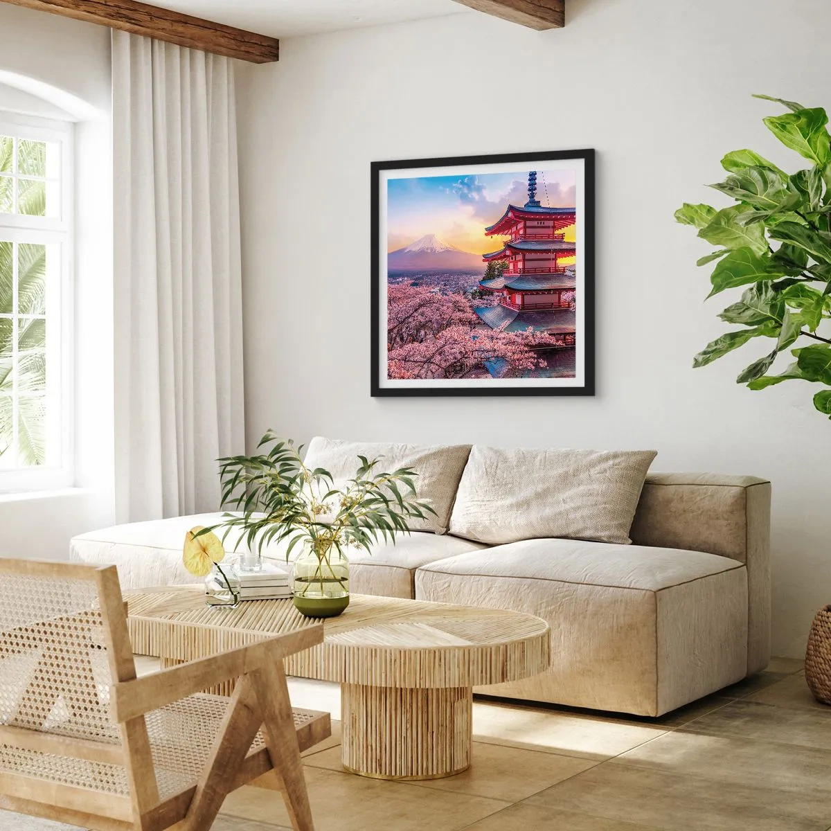 Plakat i sort ramme - Essensen af den japanske ånd - 30x30 cm