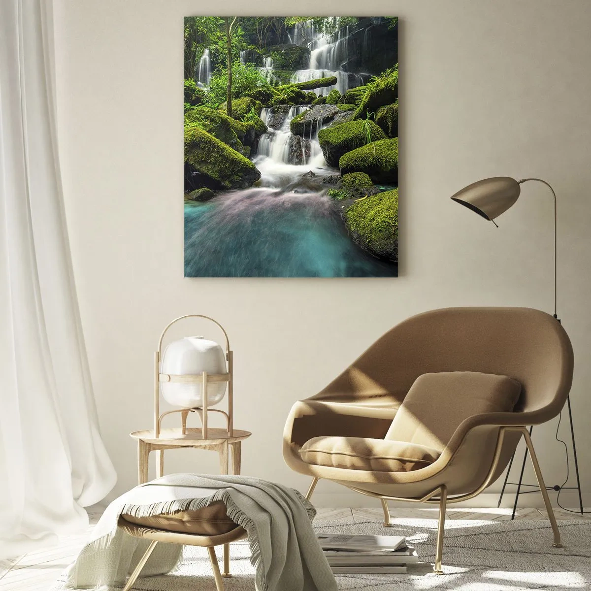 Billede på glas - Turkis, safirer og flydende sølv - 70x100 cm