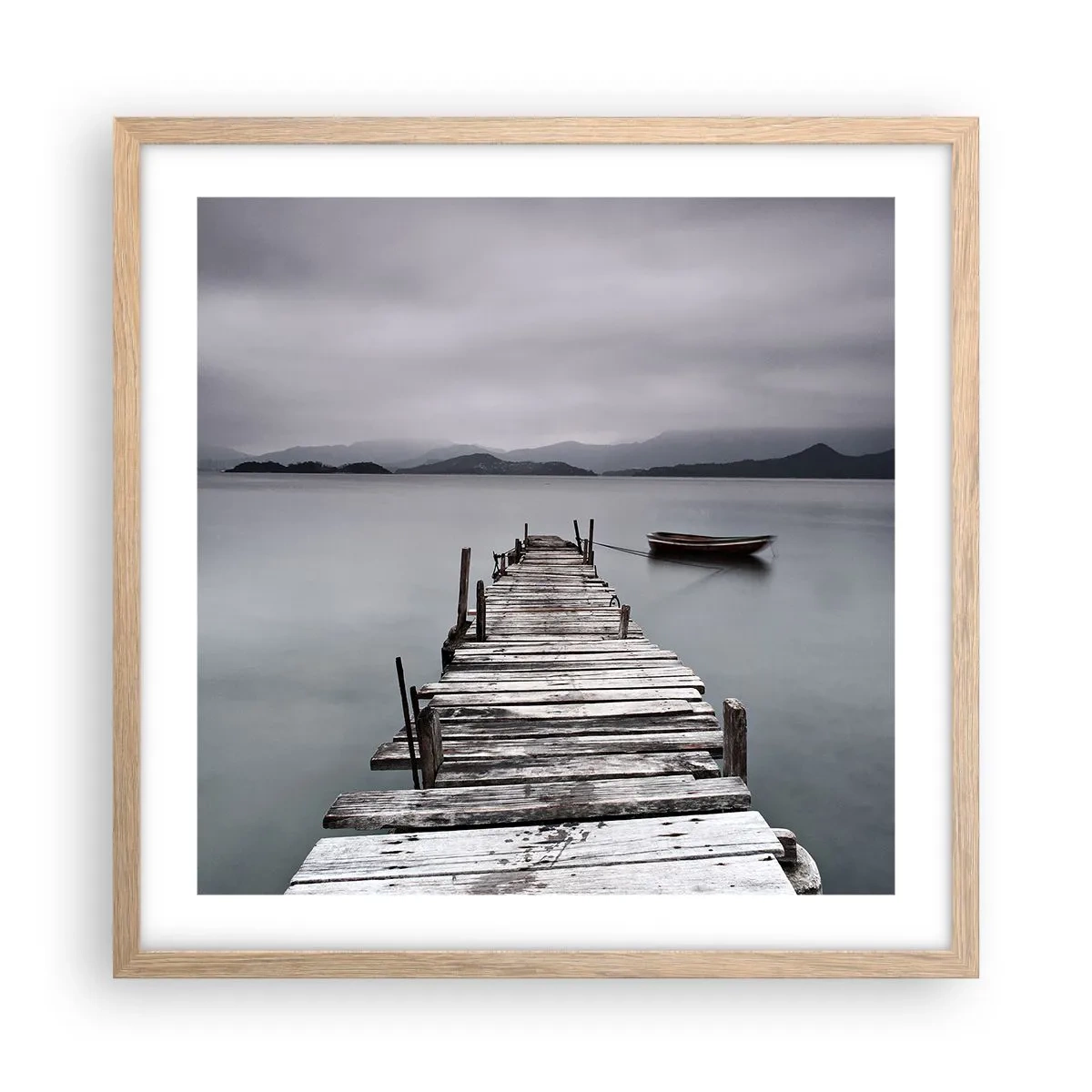 Plakat i ramme af lyst egetræ - Du kan tage af sted i morgen - 50x50 cm