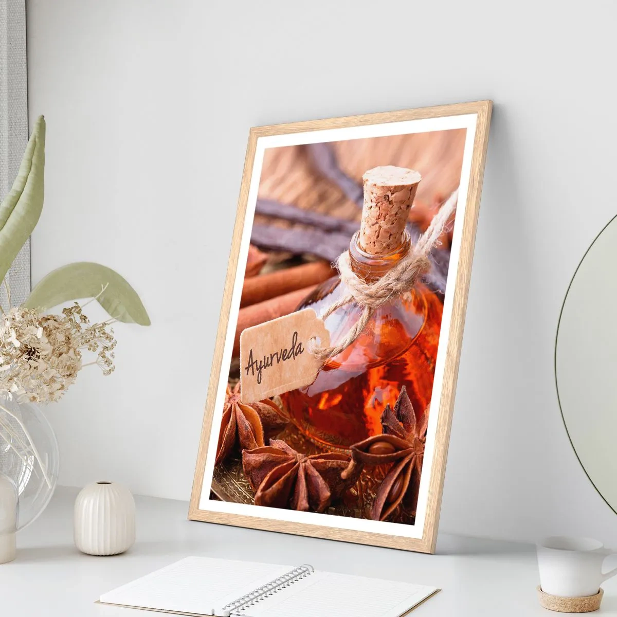 Plakat i ramme af lyst egetræ - På vej mod enhed af krop og ånd - 30x40 cm