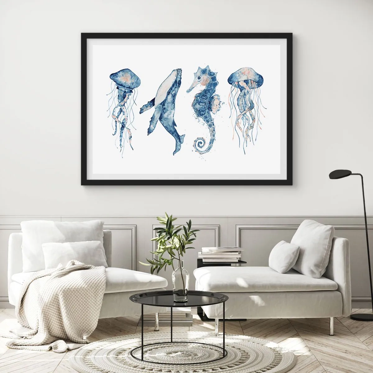 Plakat i sort ramme - Havets vidundere - 70x50 cm