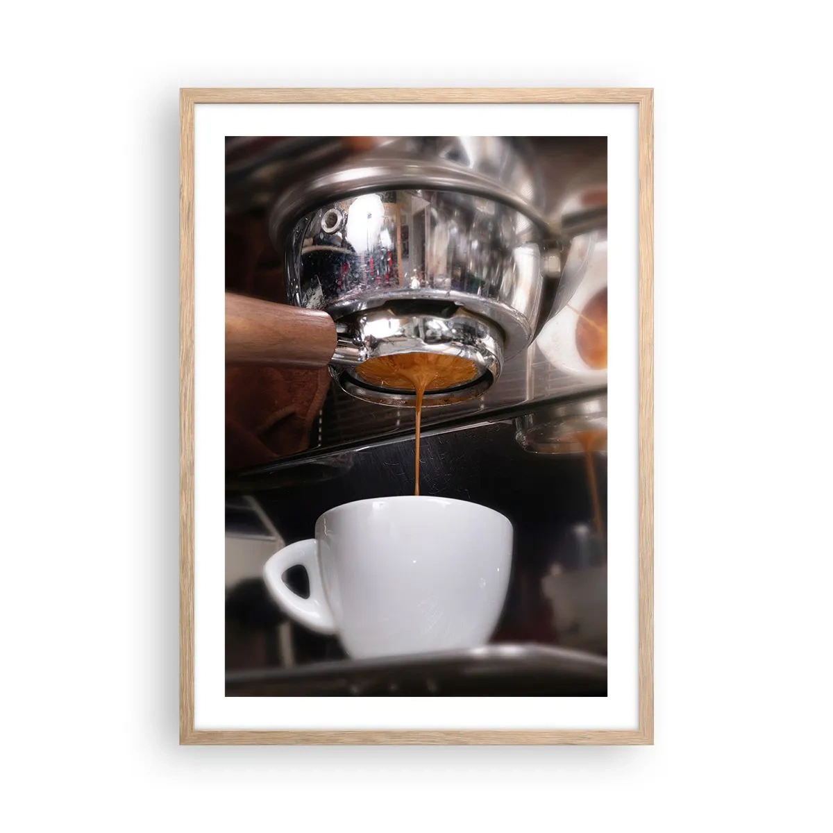 Plakat i ramme af lyst egetræ - Et godt øjeblik på dagen - 50x70 cm