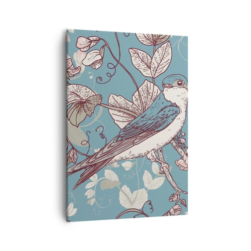 Lærredstryk - Billede på lærred - I de hvide skove kvidrende og sølvfarvede - 50x70 cm