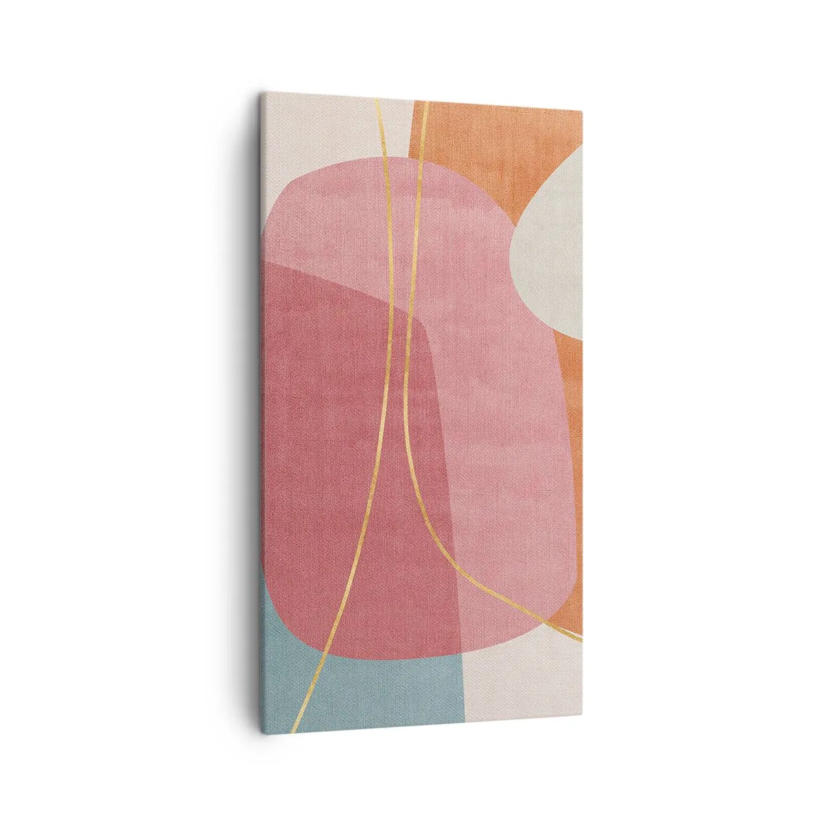 Lærredstryk - Billede på lærred - Pastelkomposition med guldtråd - 45x80 cm