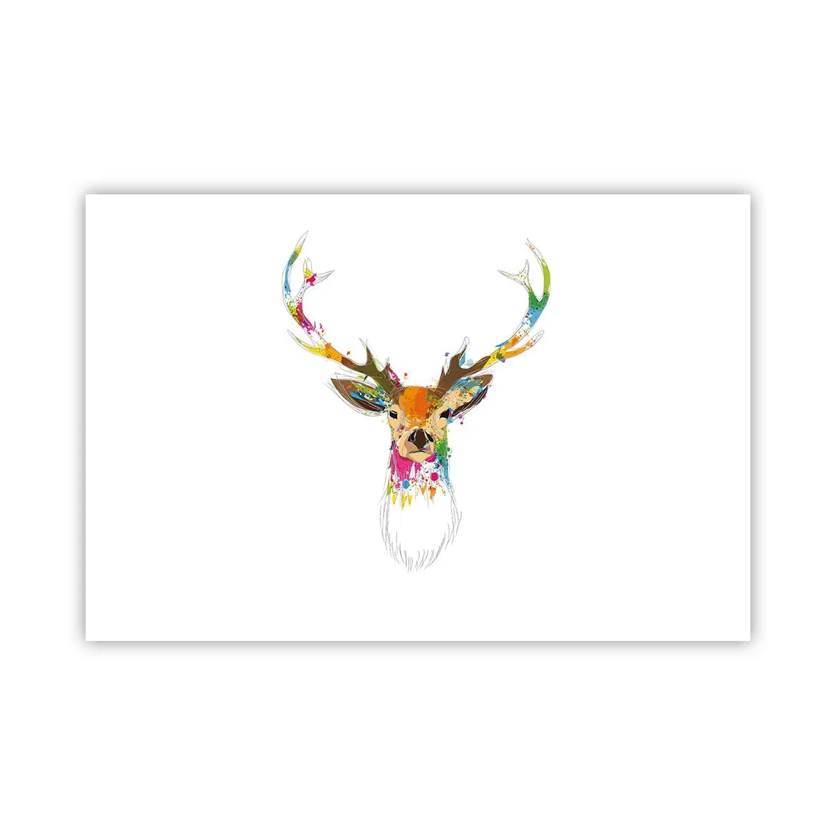 Plakat - Blid kronhjort badet i farver - 91x61 cm