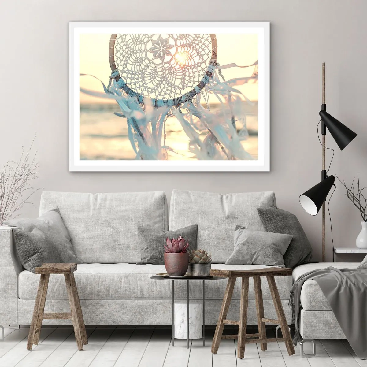 Plakat i hvid ramme - Totem med blonder - 50x40 cm