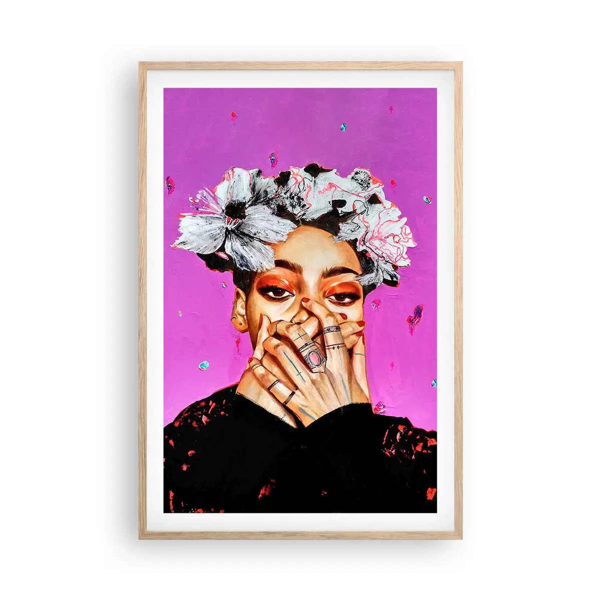 Plakat i ramme af lyst egetræ - En smule skør - 61x91 cm