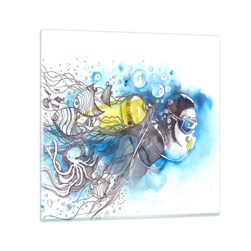 Billede på glas - Stor blå - 30x30 cm