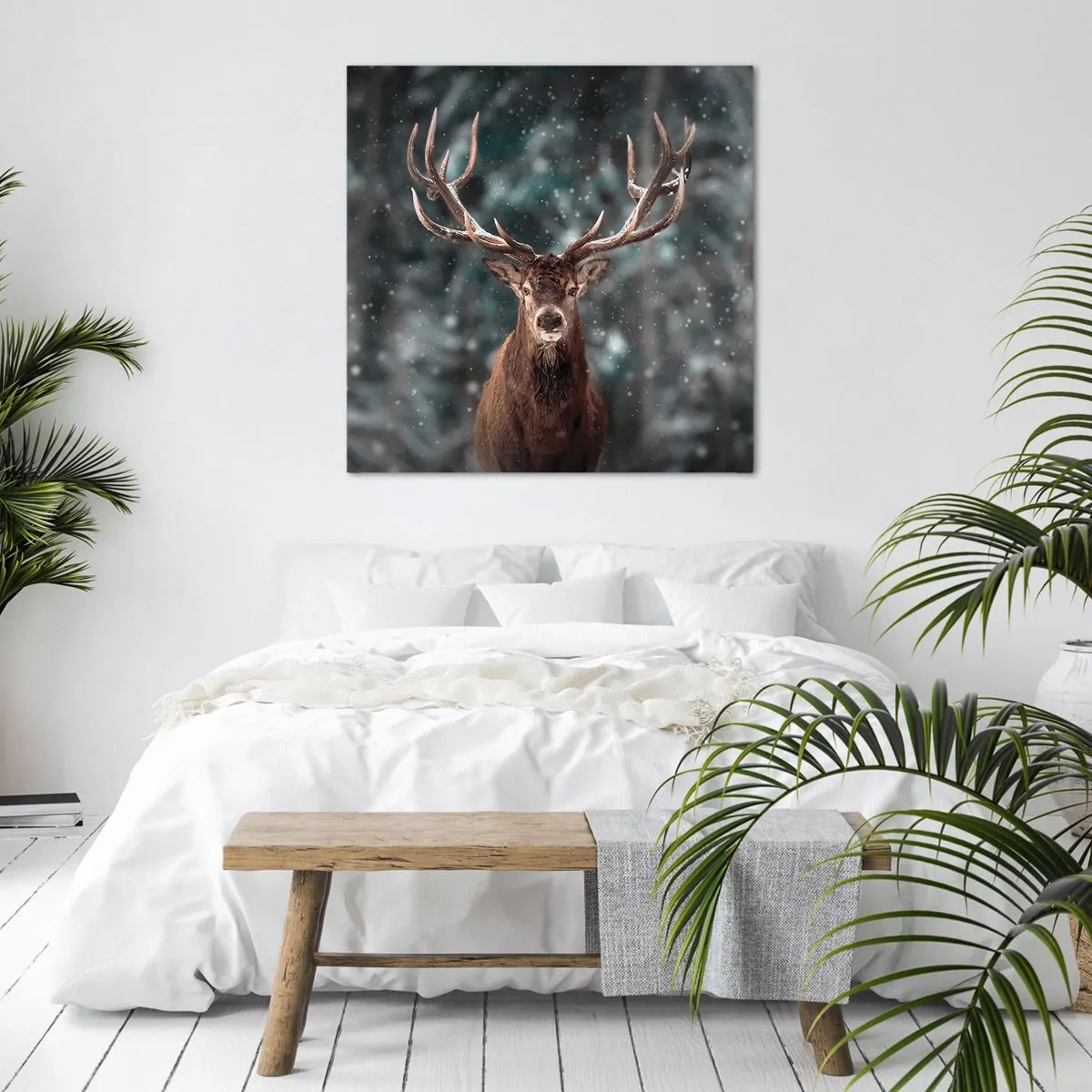 Lærredstryk - Billede på lærred - Skovens konge kronet - 30x30 cm