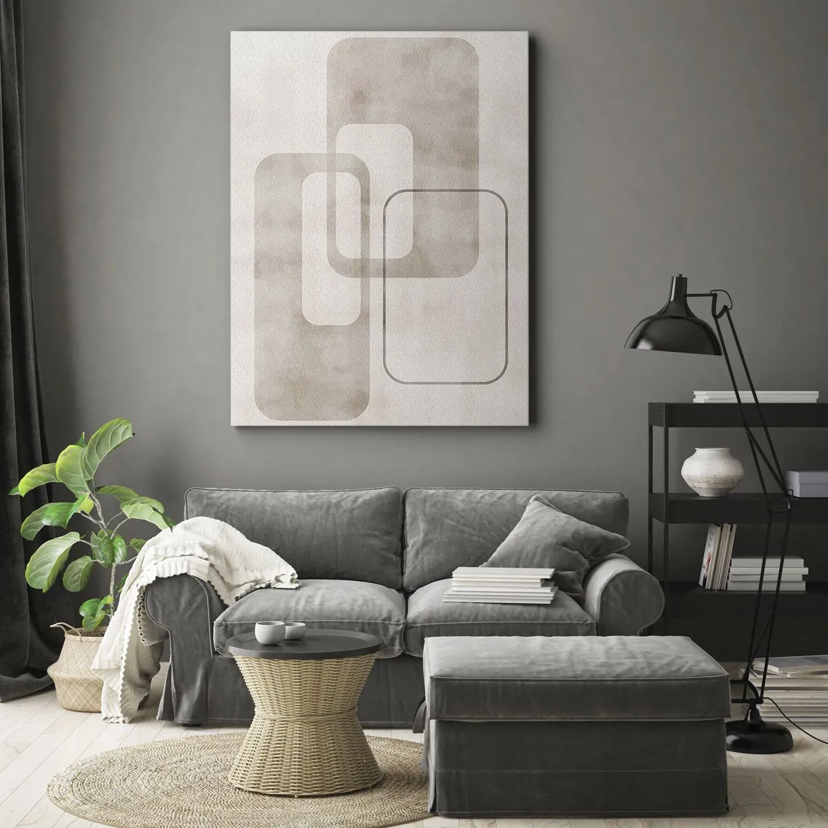 Lærredstryk - Billede på lærred - Geometrisk fuga - 70x100 cm